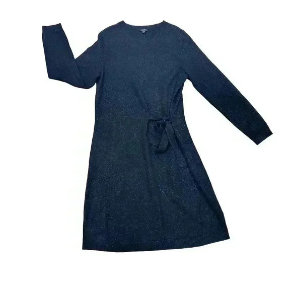 Talbots Women's Multicolor Glitter Knit Tie Waist Dress Size L - Picture 1 of 7